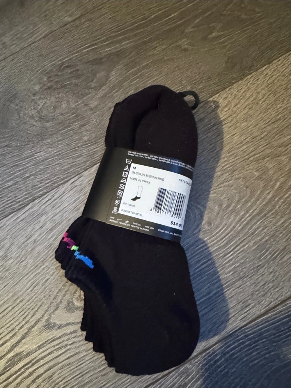 Nike No-Show Athletic Socks in Black with Pink Swoosh